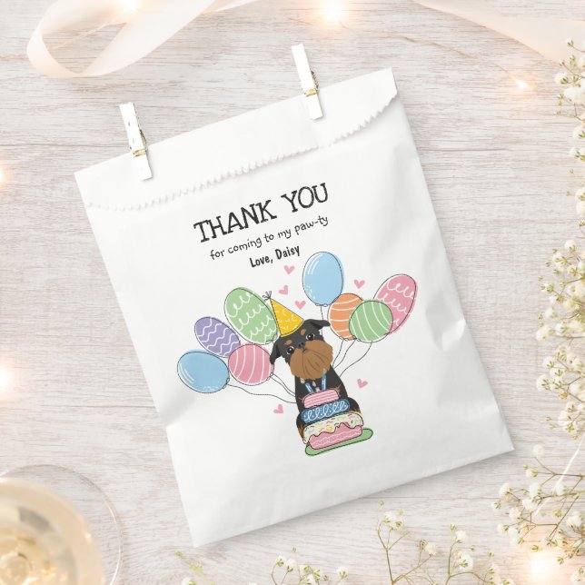Black Tan Brussels Griffon Birthday Party Favour Bag (Clipped)