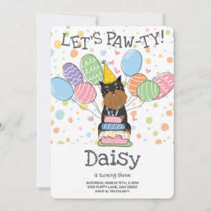 Black Tan Brussels Griffon Cropped Ears Birthday Invitation
