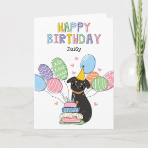Black Tan Brussels Griffon Dog Birthday Card