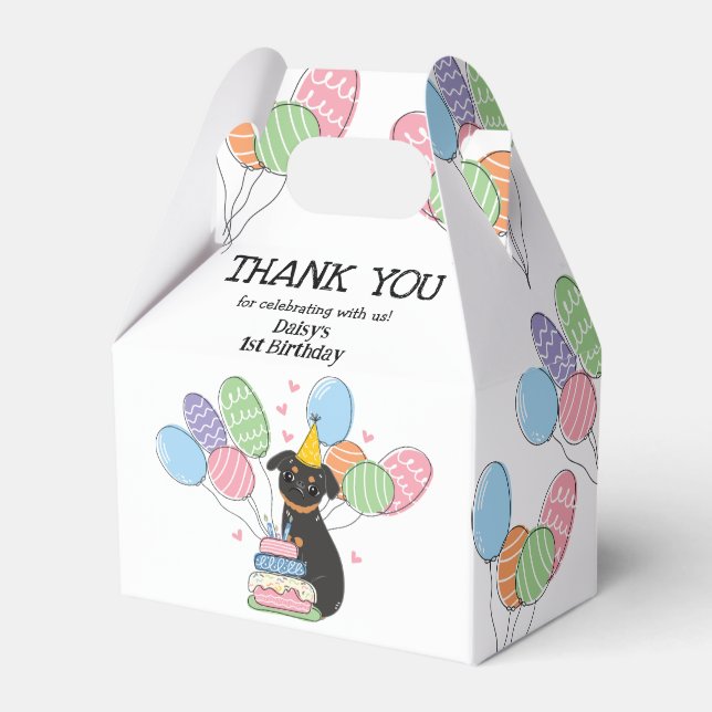 Black Tan Brussels Griffon Dog Birthday Party Favor Box (Front Side)