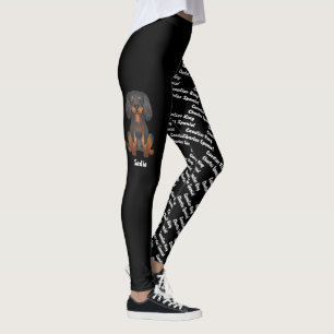 Black & Tan Cavalier Dog & Dog's Name And Breed Leggings