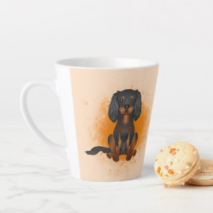 Black & Tan Cavalier King Charles Dog On Orange Latte Mug