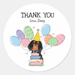 Black Tan Cavalier King Charles Spaniel Birthday Classic Round Sticker
