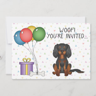 Black & Tan Cavalier King Charles Spaniel Birthday Invitation