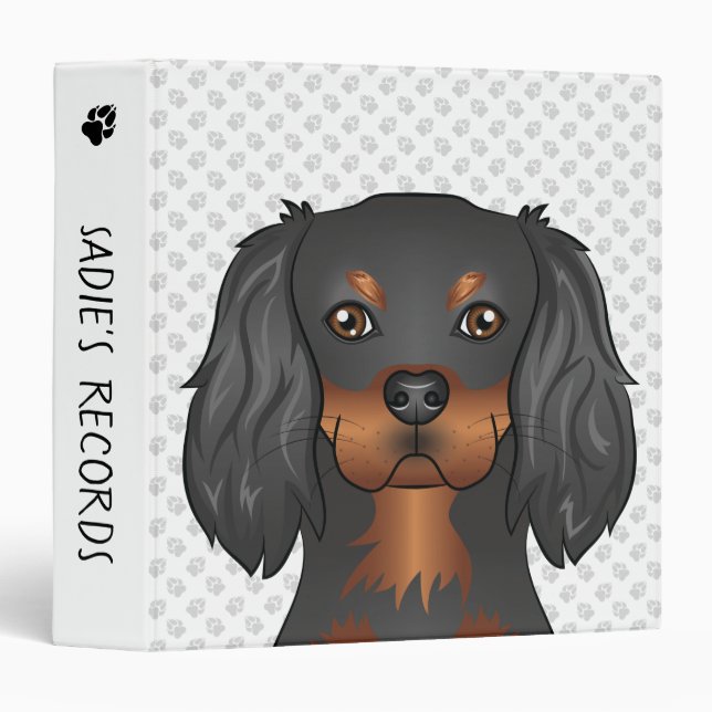 Black & Tan Cavalier King Charles Spaniel Dog Head Binder (Front/Spine)