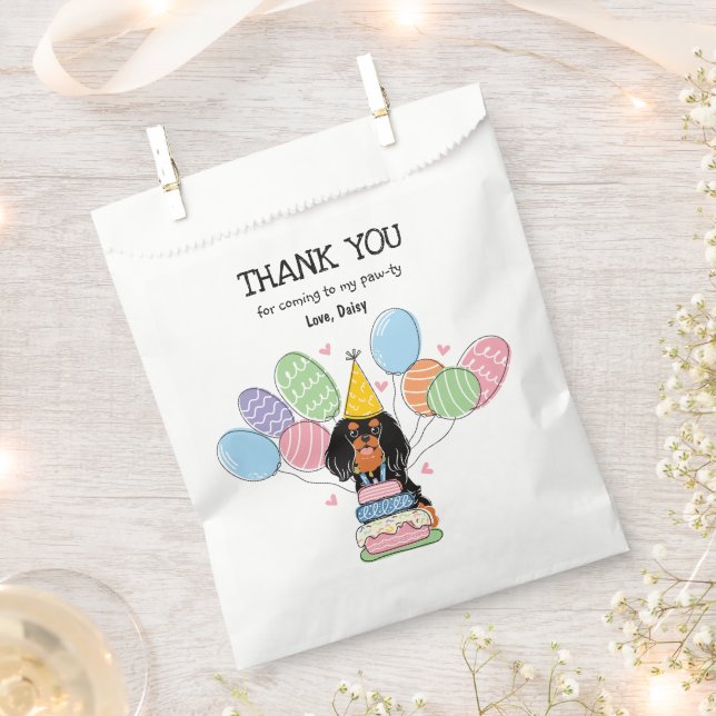 Black Tan Cavalier King Charles Spaniel Favour Bag (Clipped)