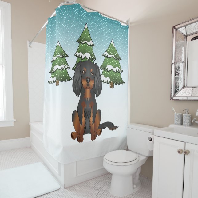 Black Tan Cavalier King Charles Spaniel In Winter (In Situ)