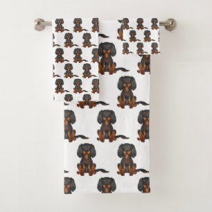Black & Tan Cavalier King Charles Spaniel Pattern Bath Towel Set