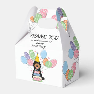 Black Tan Cockapoo Cavapoo Birthday Thank You Favor Box