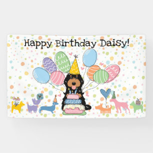 Black Tan Cockapoo Cavapoo Dog Birthday Party Banner