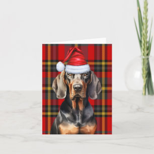 Black Tan Coonhound Christmas Dog Holiday Plaid Card