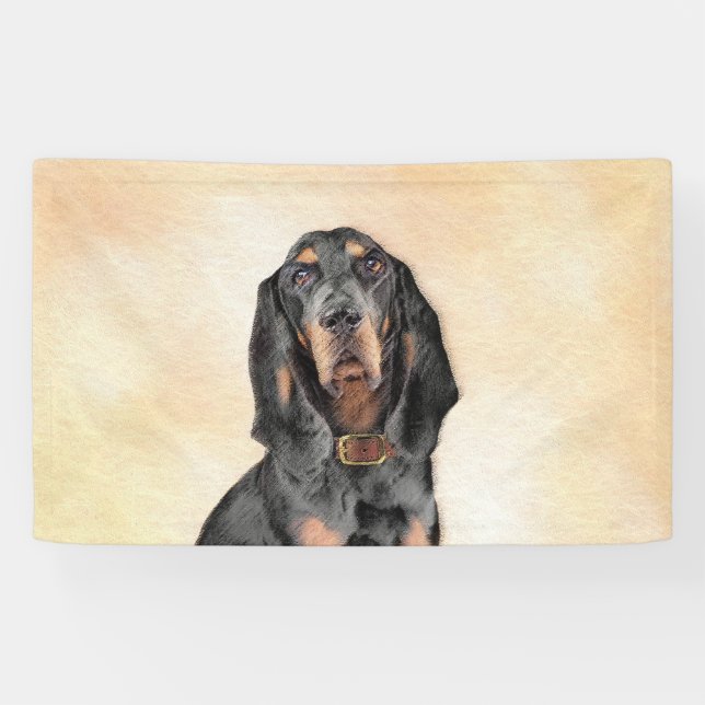 Black & Tan Coonhound Painting - Original Dog Art Banner (Horizontal)