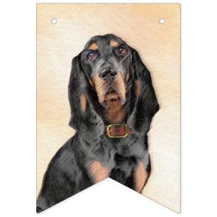 Black & Tan Coonhound Painting - Original Dog Art Bunting Flags