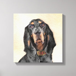 Black & Tan Coonhound Painting - Original Dog Art Canvas Print