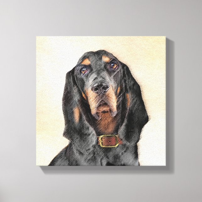 Black & Tan Coonhound Painting - Original Dog Art Canvas Print (Front)