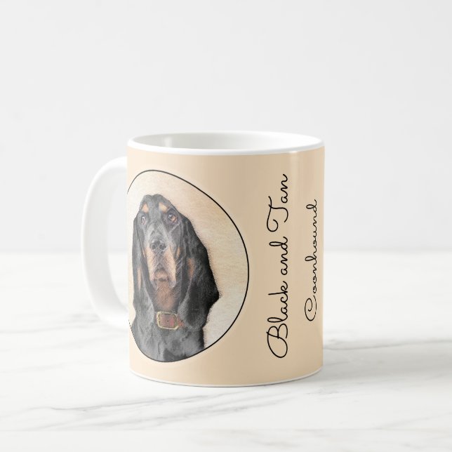 Black & Tan Coonhound Painting - Original Dog Art Coffee Mug (Front Left)