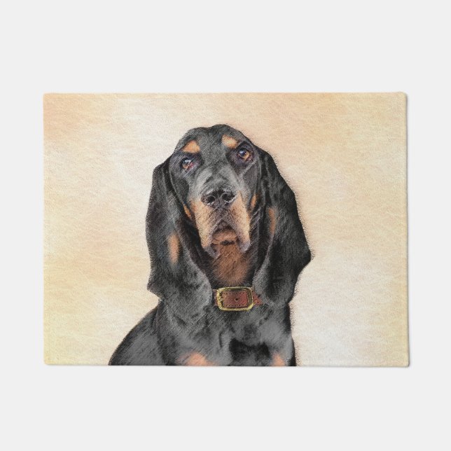 Black & Tan Coonhound Painting - Original Dog Art Doormat (Front)