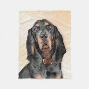 Black & Tan Coonhound Painting - Original Dog Art Fleece Blanket