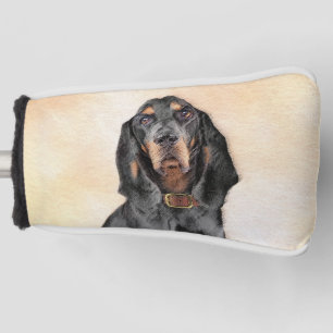 Black & Tan Coonhound Painting - Original Dog Art Golf Head Cover