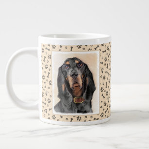 Black & Tan Coonhound Painting - Original Dog Art Large Coffee Mug