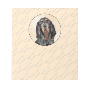 Black & Tan Coonhound Painting - Original Dog Art Notepad