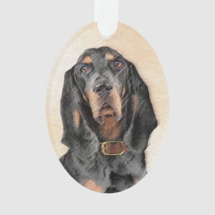 Black & Tan Coonhound Painting - Original Dog Art Ornament