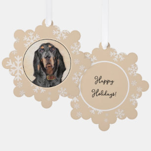 Black & Tan Coonhound Painting - Original Dog Art Ornament Card