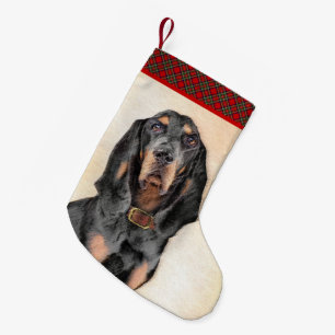 Black & Tan Coonhound Painting - Original Dog Art Small Christmas Stocking
