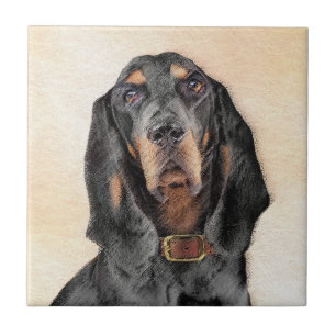 Black & Tan Coonhound Painting - Original Dog Art Tile