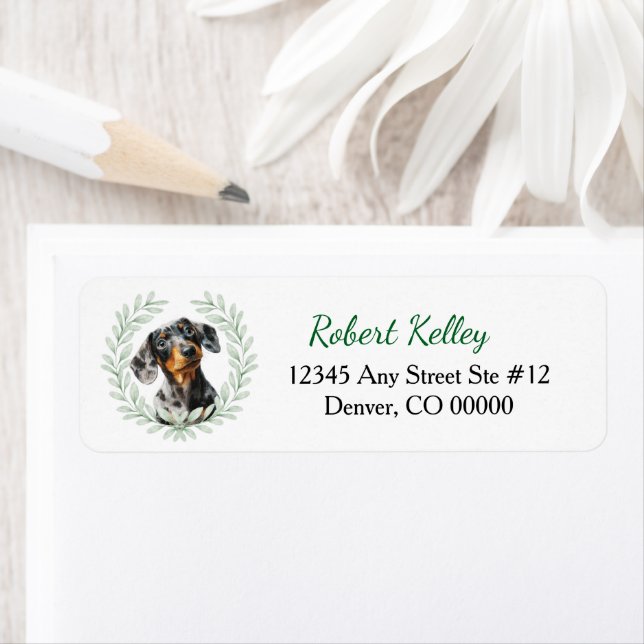 Black Tan Dachshund Dog Eucalyptus Leaf Wreath (Insitu)