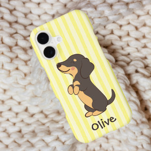 Black Tan Dachshund Dog Yelllow Stripes with Name