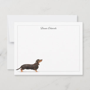 Black Tan Dachshund Gray Border Personalized Card