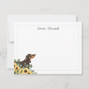 Black Tan Dachshund Sunflower Eucalyptus Card