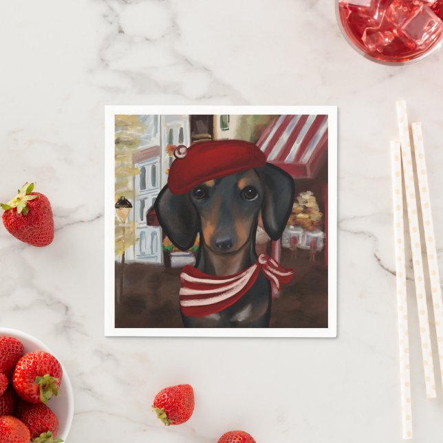 Black & Tan Doxie Napkin (Insitu)