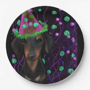 Black & Tan Doxie Paper Plate