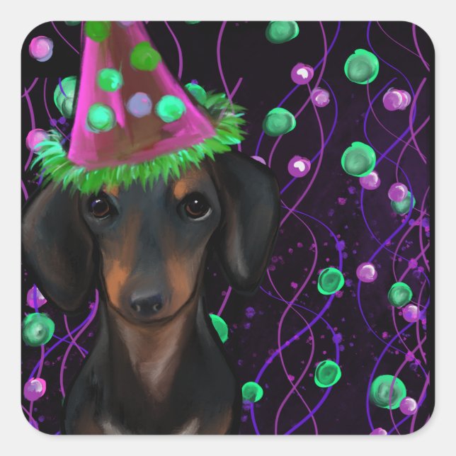 Black & Tan Doxie Square Sticker (Front)
