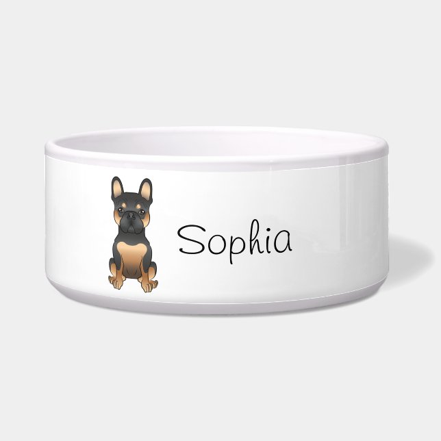 Black & Tan French Bulldog / Frenchie Dog & Name (Front)