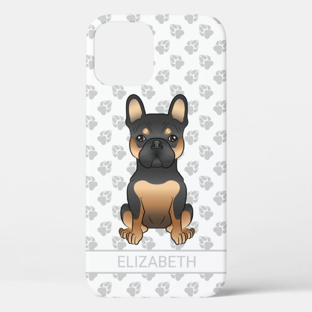 Black & Tan French Bulldog / Frenchie Dog & Name Case-Mate iPhone Case (Back)