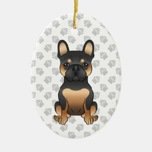 Black & Tan French Bulldog / Frenchie Dog & Text Ceramic Ornament