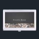 Black & Tan Glamour Sequins Business Card Holder<br><div class="desc">Black & Tan Glamour Sequins Business Card Holder. Customize with any text or leave it blank.</div>