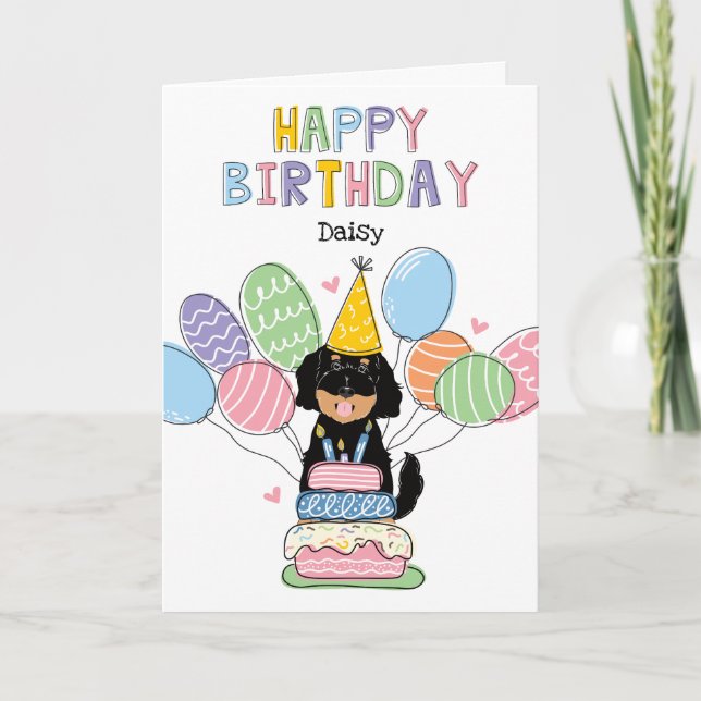 Black Tan Goldendoodle Chien Bonne Carte d'Anniver (Devant)