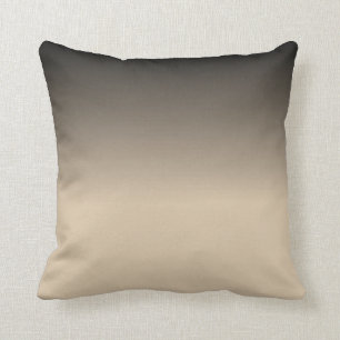 Black Tan Gradient Fading Throw Pillow