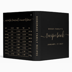 Black Tan Kitchen Measurement Cooking Recipe Binder