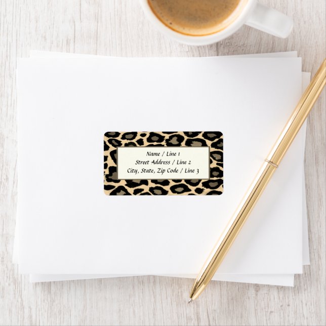 Black & Tan Leopard Print Address Labels (Insitu)