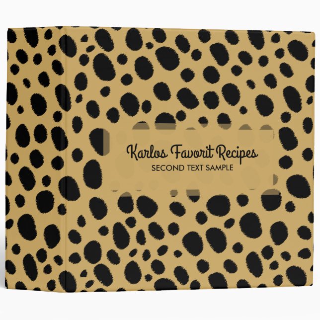 Black & Tan Leopard Spots Animal Pattern Binder (Front/Spine)