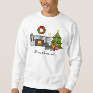 Black & Tan Long Hair Dachshund - Christmas Room Sweatshirt