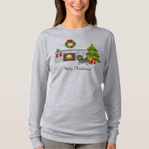 Black & Tan Long Hair Dachshund - Christmas Room T-Shirt