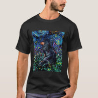 Black Tan Long Hair Dachshund Starry Night Dog Art