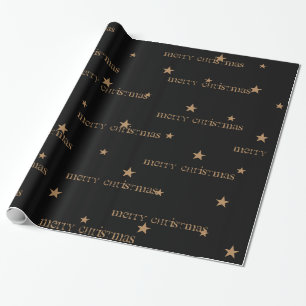 Black & Tan Merry Christmas Star Gift Wrap