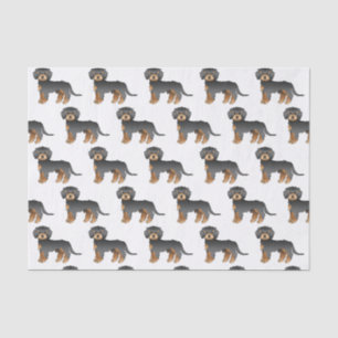 Black & Tan Mini Goldendoodle Cartoon Dog Pattern Tissue Paper